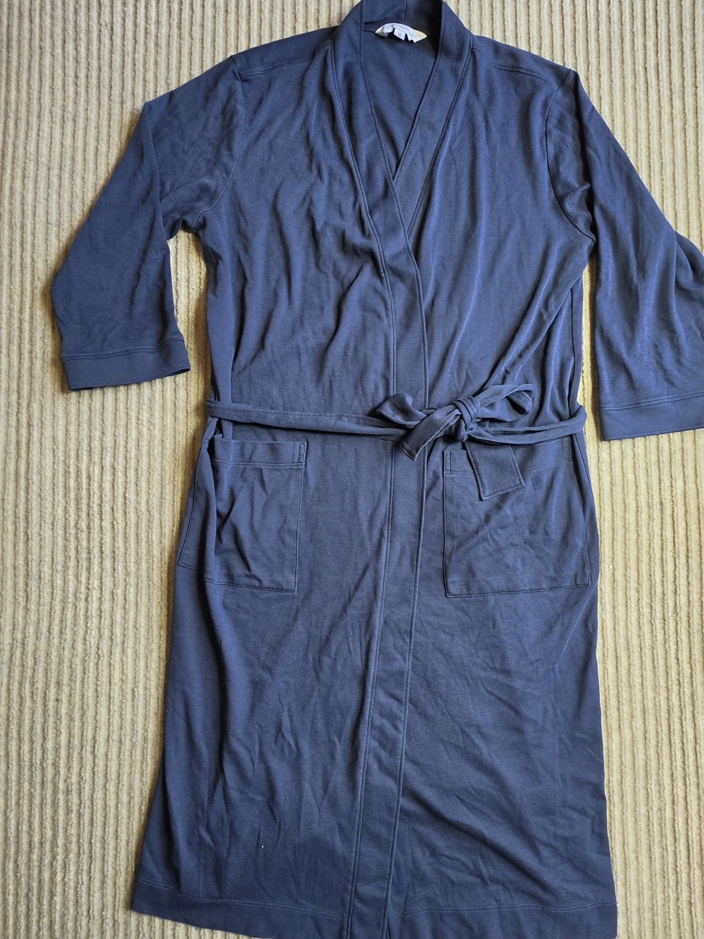 The Company Store Pima Cotton Women’s Kimono Robe Size XS Navy blue Luxury Cozy